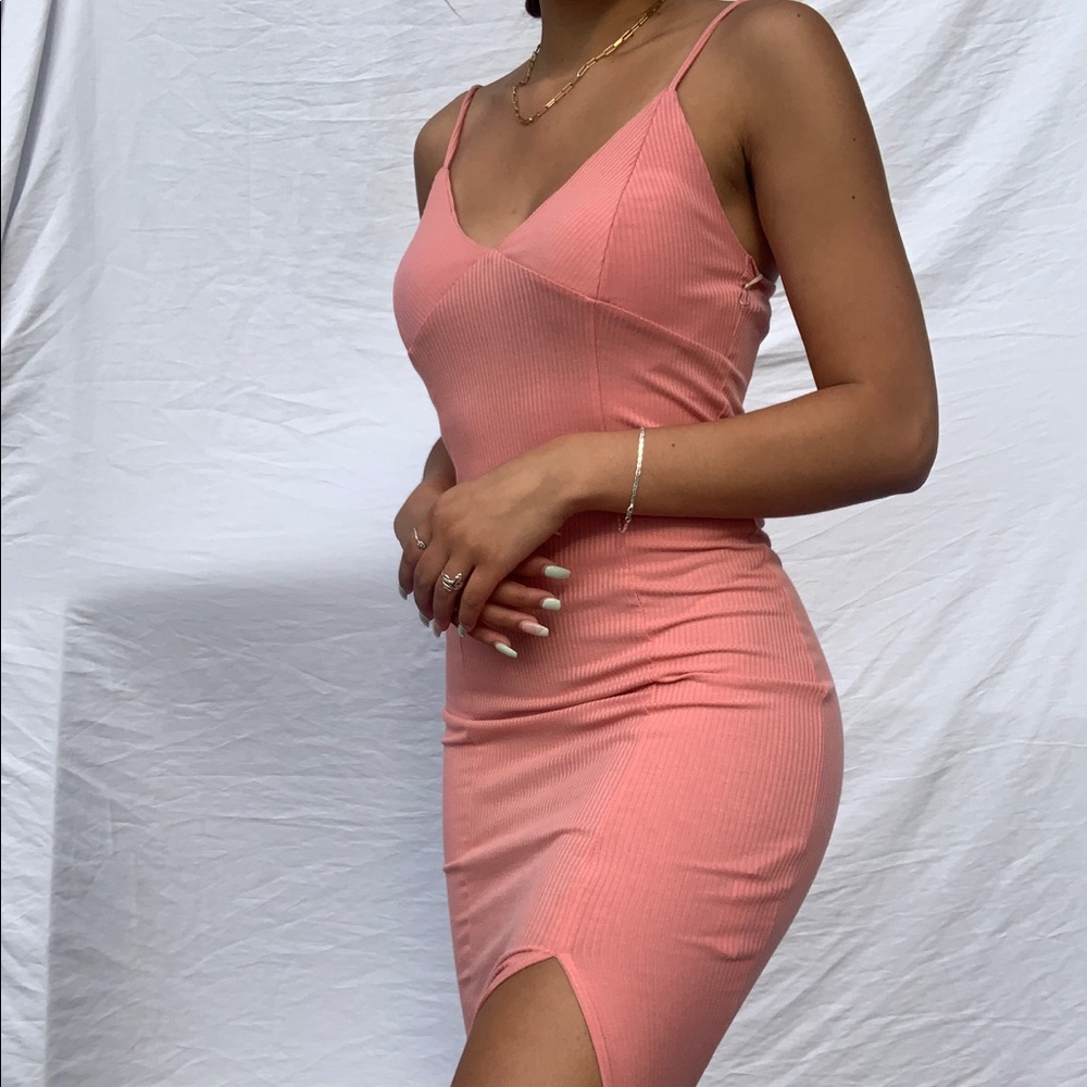 Elegant Pink Slit Dress